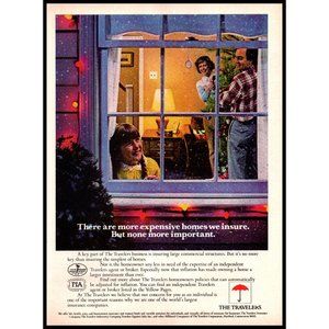 1981 The Travelers Insurance Company Vintage Print Ad Little Girl Christmas Tree